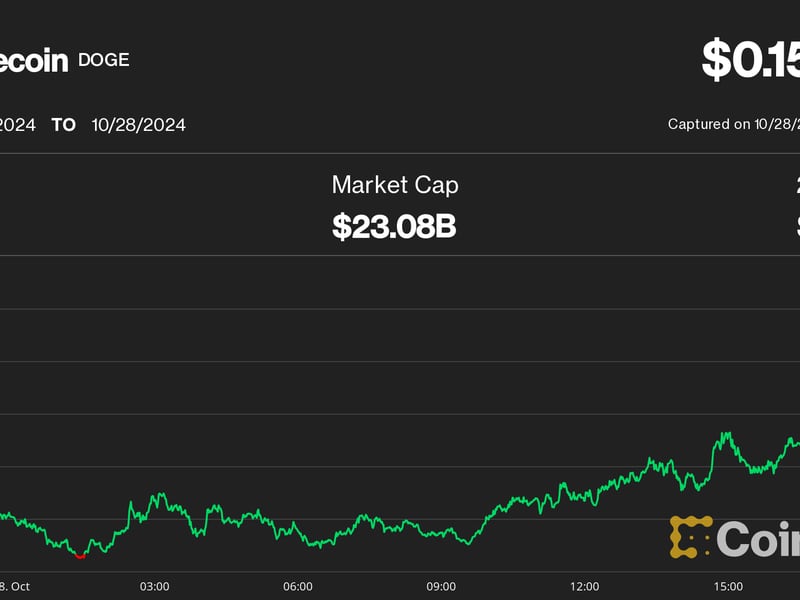 Dogecoin (DOGE) Jumps 10%, Outperforming on Trump Popularity, Elon Musk Post as Bitcoin (BTC) Nears $70K