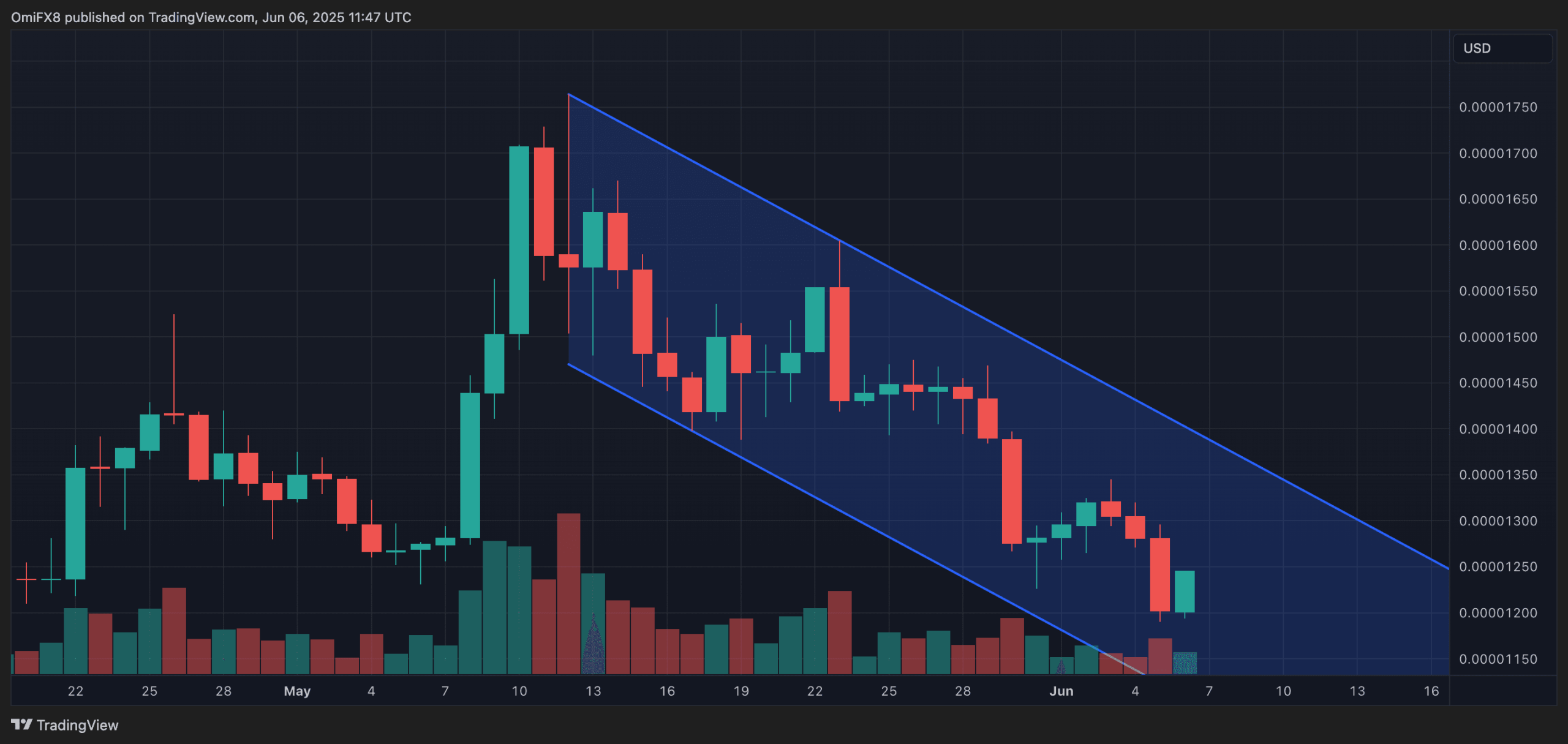SHIB's daily price chart. (TradingView/CoinDesk)