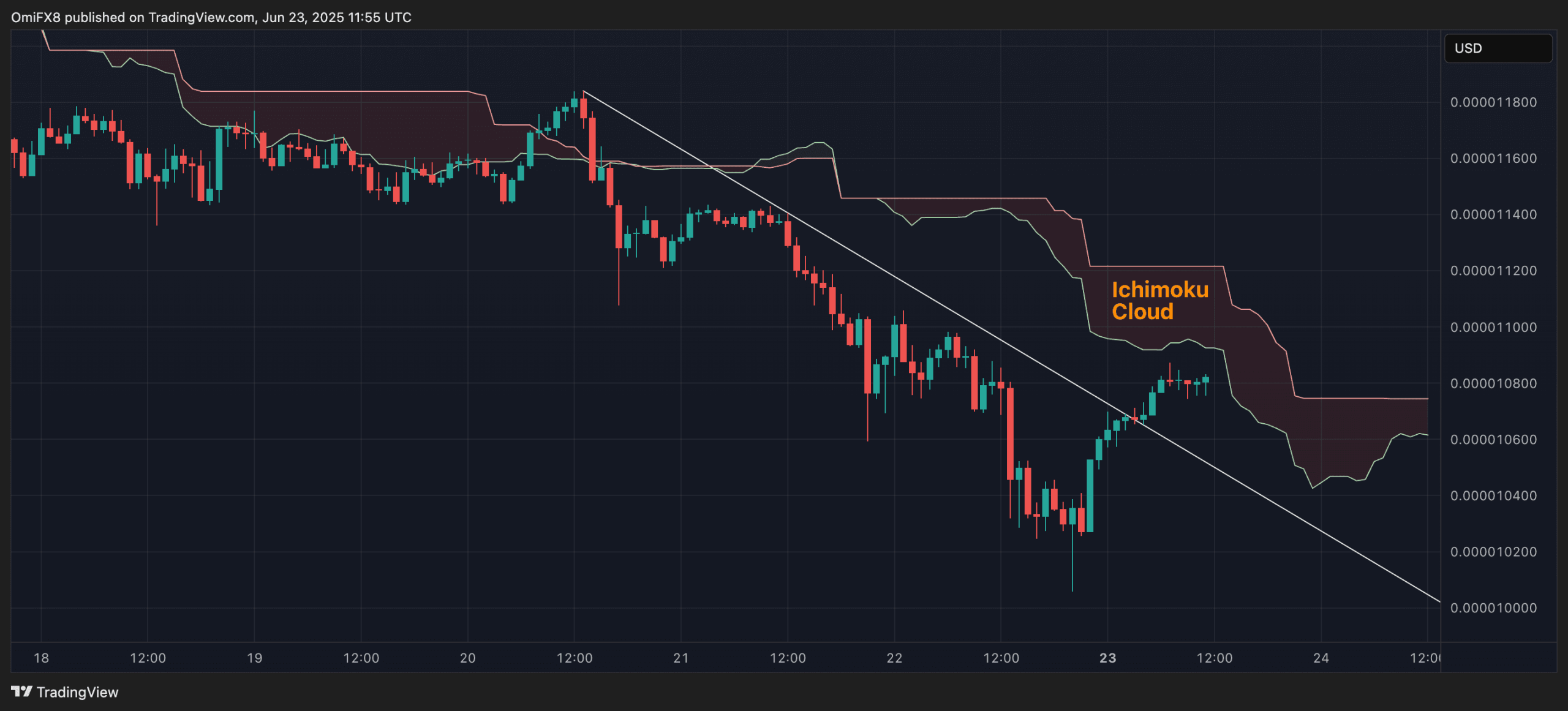 SHIB's hourly price chart. (TradingView/CoinDesk)