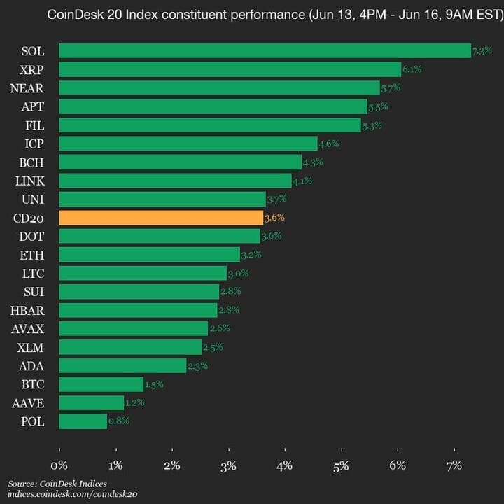9am CoinDesk 20 Update for 2025-06-16: vertical chart