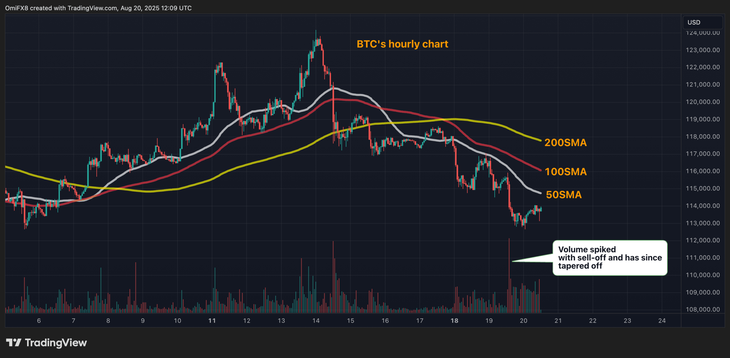 BTC's hourly chart. (TradingView)